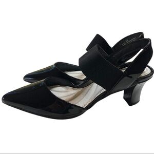 Easy Street Patent Sling Back Black Heels NWOB